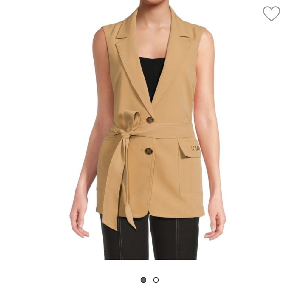 Karl Lagerfeld Tan Vest with Belted Waist - Picture 2 of 2